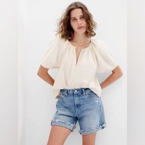 GAP Women's XL Puff Sleeve Cream Blouse